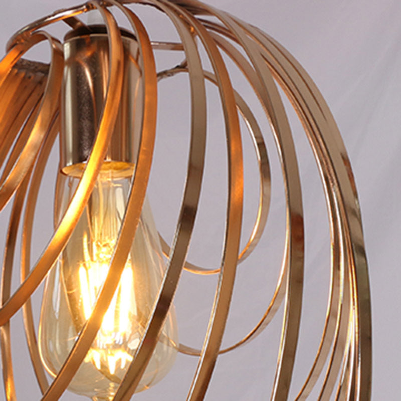 Industrial Style Golden Metal Rings Hanging Pendant Light for Coffee Shop - 1 Head Ceiling Lamp