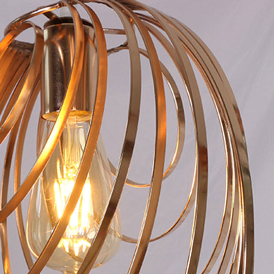 Industrial Style Metal Rings Ceiling Lamp With Golden Pendant For Coffee Shops