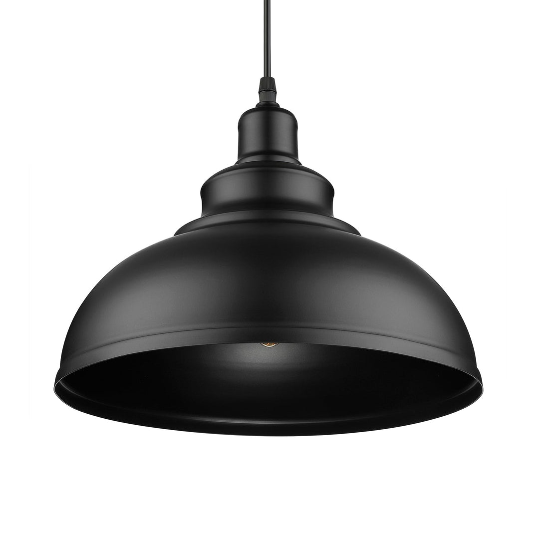 Adjustable Cord Pendant with Metal Dome Shade in Retro Black/Gray - 12"/14"/16" W