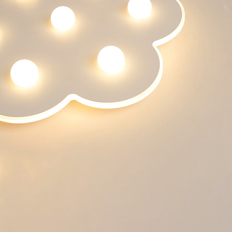 Modern Metal LED Flush Ceiling Light for Kids - Flower/Round/Square Design - 8 Lights - 16.5/19.5 Inch Wide - White Flushmount