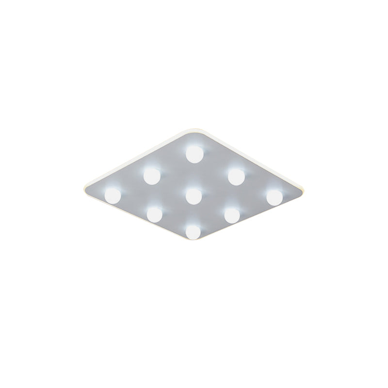 Modern Metal LED Flush Ceiling Light for Kids - Flower/Round/Square Design - 8 Lights - 16.5/19.5 Inch Wide - White Flushmount