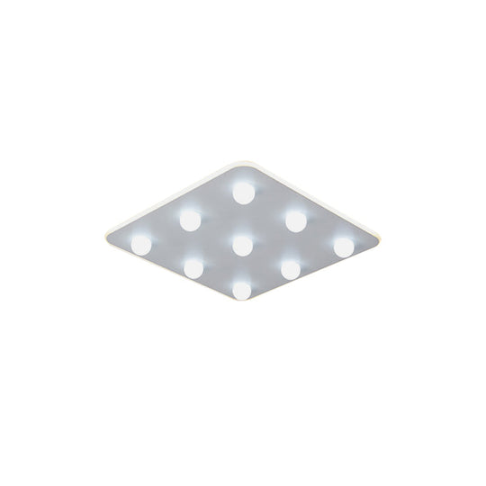 Modern Metal LED Flush Ceiling Light for Kids - Flower/Round/Square Design - 8 Lights - 16.5/19.5 Inch Wide - White Flushmount