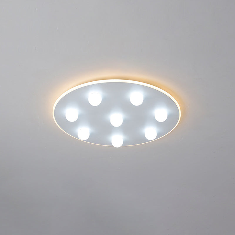 Modern Metal LED Flush Ceiling Light for Kids - Flower/Round/Square Design - 8 Lights - 16.5/19.5 Inch Wide - White Flushmount