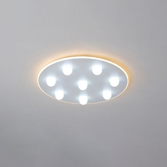 Modern Metal Led Flush Ceiling Light For Kids - Flower/Round/Square Design 8 Lights 16.5/19.5 Inch