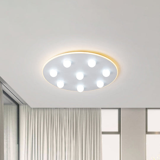 Modern Metal LED Flush Ceiling Light for Kids - Flower/Round/Square Design - 8 Lights - 16.5/19.5 Inch Wide - White Flushmount