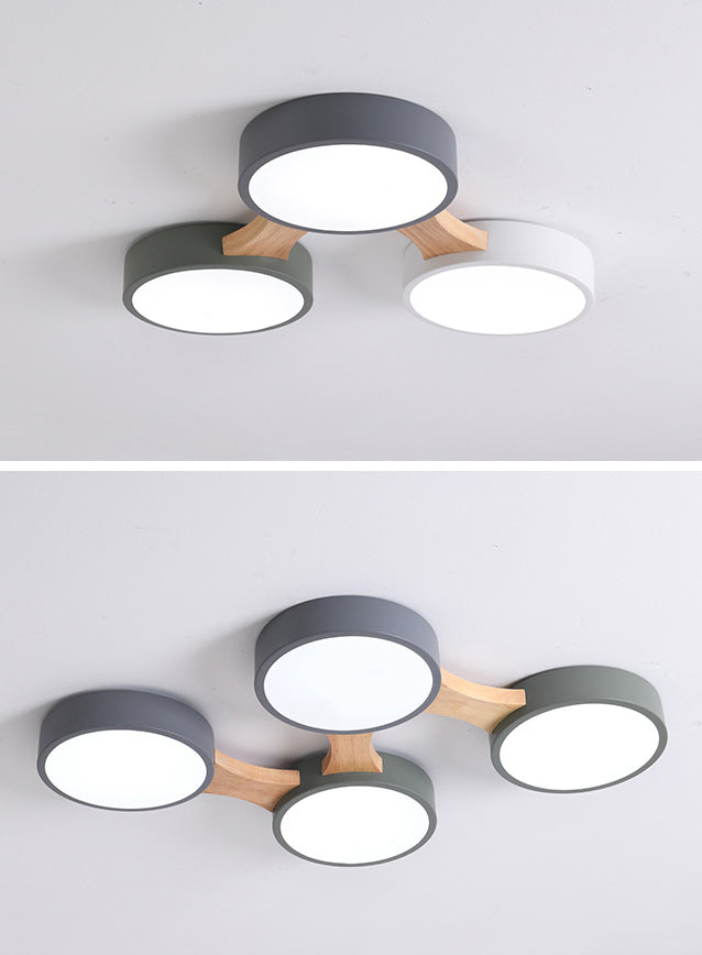 Minimalistic Led Ceiling Light Fixture - Wooden Flush Mount For Bedroom & Dining Room