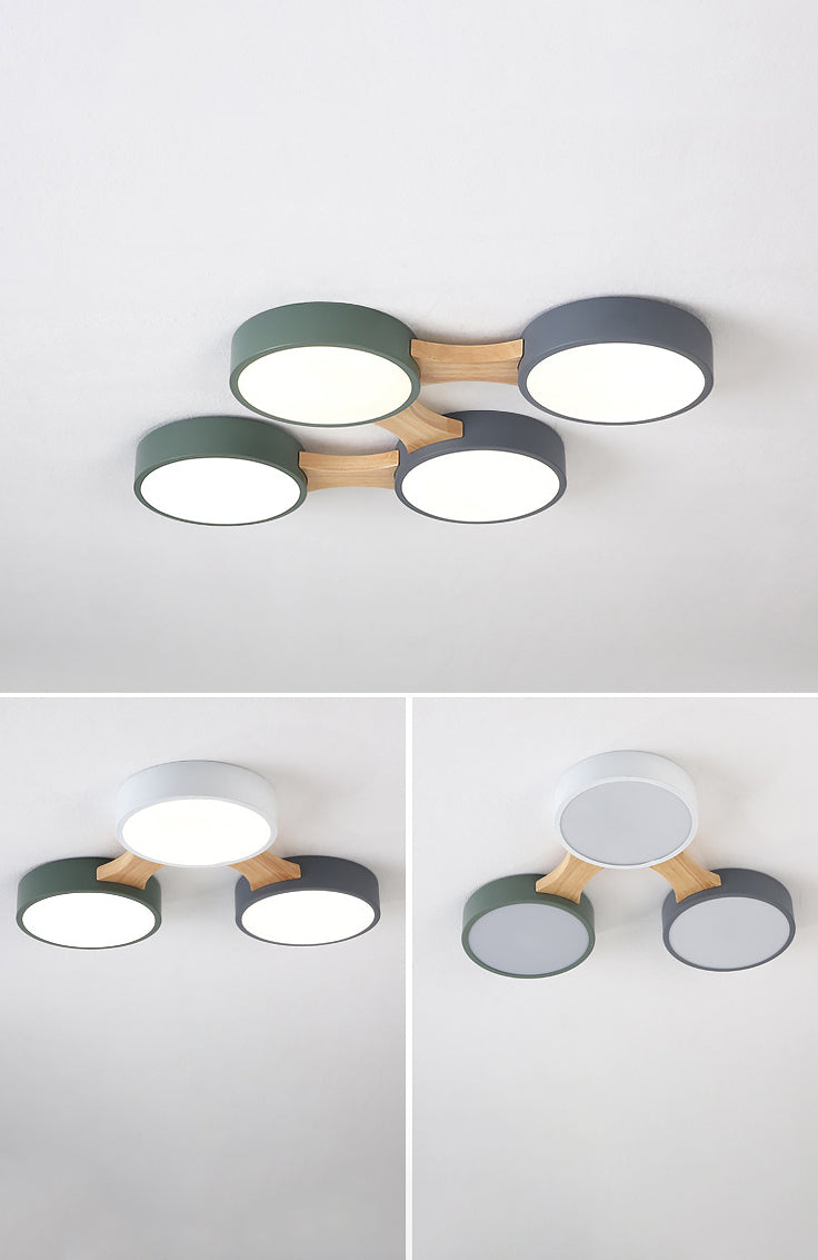 Minimalistic Led Ceiling Light Fixture - Wooden Flush Mount For Bedroom & Dining Room