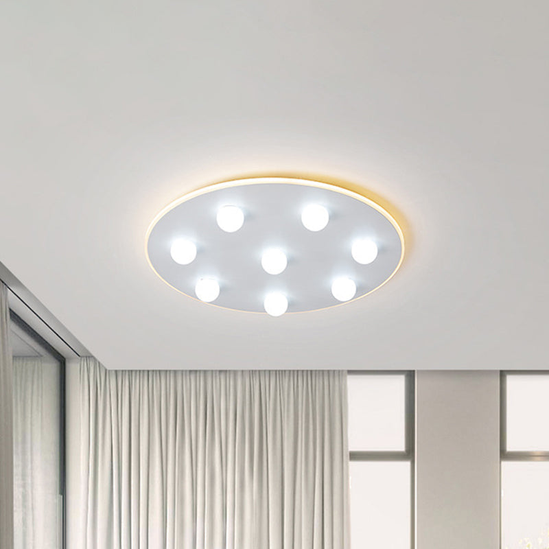 Modern Metal Led Flush Ceiling Light For Kids - Flower/Round/Square Design 8 Lights 16.5/19.5 Inch