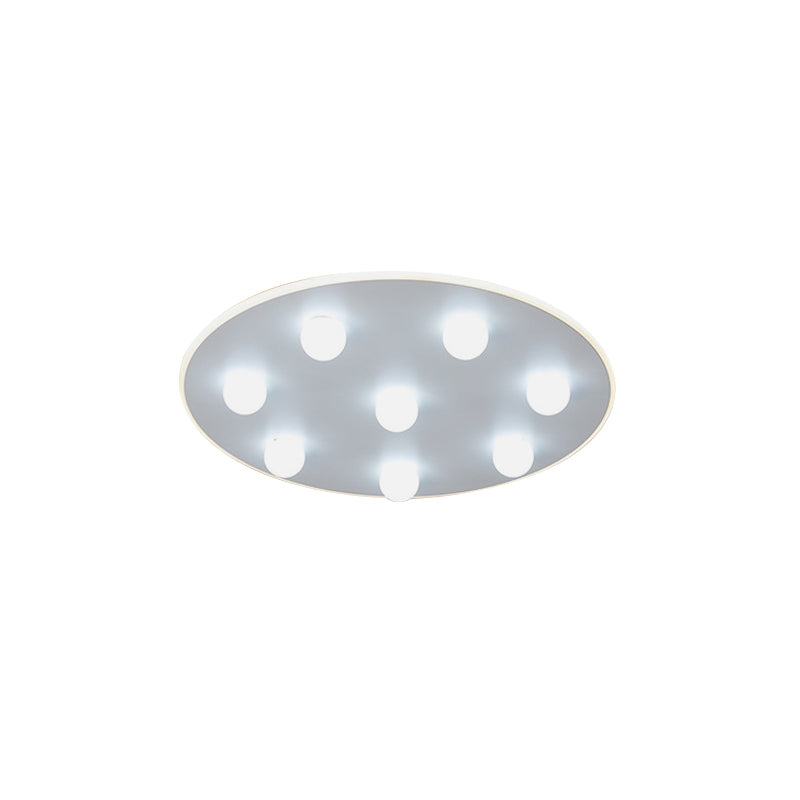 Modern Metal LED Flush Ceiling Light for Kids - Flower/Round/Square Design - 8 Lights - 16.5/19.5 Inch Wide - White Flushmount