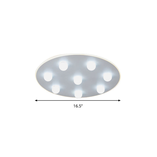 Modern Metal LED Flush Ceiling Light for Kids - Flower/Round/Square Design - 8 Lights - 16.5/19.5 Inch Wide - White Flushmount