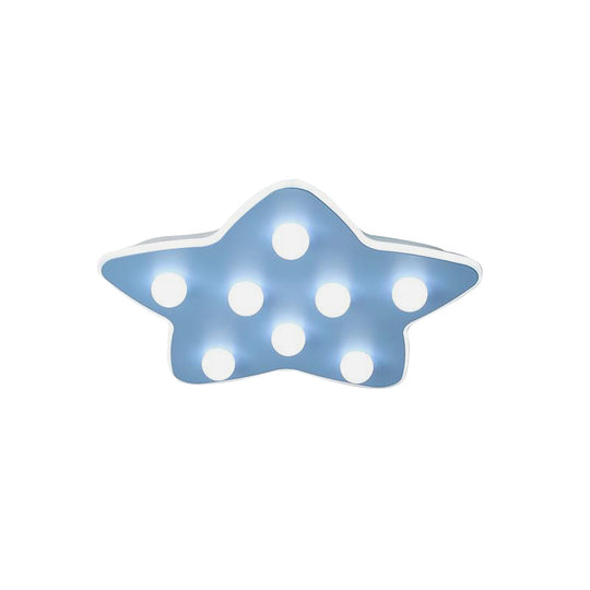 Modern Metal Flush Ceiling Light: Blue/Pink/White Stars, 8 Bulbs - Ideal for Kids' Rooms