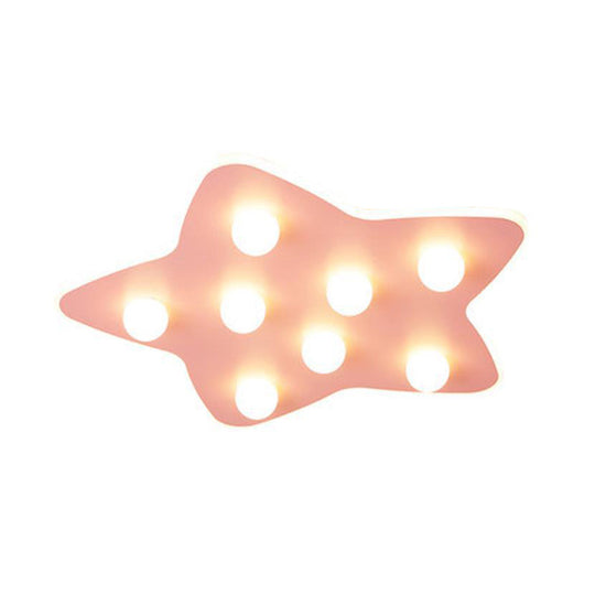 Modern Metal Flush Ceiling Light: Blue/Pink/White Stars 8 Bulbs - Ideal For Kids Rooms