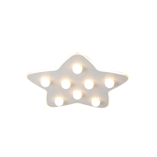 Modern Metal Flush Ceiling Light: Blue/Pink/White Stars, 8 Bulbs - Ideal for Kids' Rooms