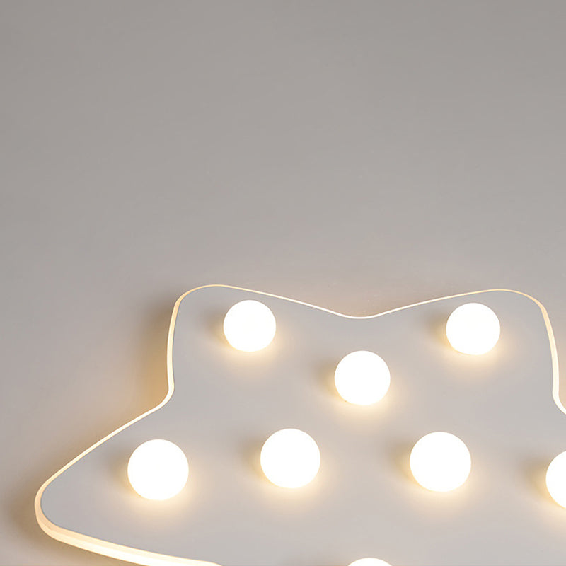 Modern Metal Flush Ceiling Light: Blue/Pink/White Stars, 8 Bulbs - Ideal for Kids' Rooms