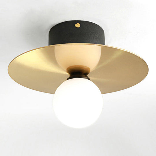 Ultra-Contemporary Sphere 1-Light Milk Glass Ceiling Flush Mount for Living Room