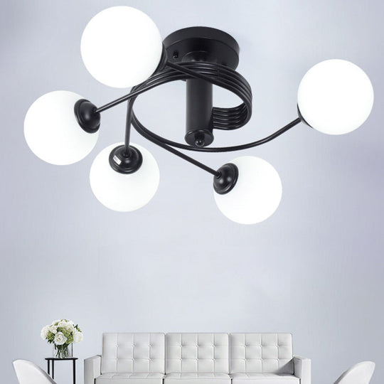 Contemporary Frosted White Glass Flush Mount Ceiling Light for Living Room