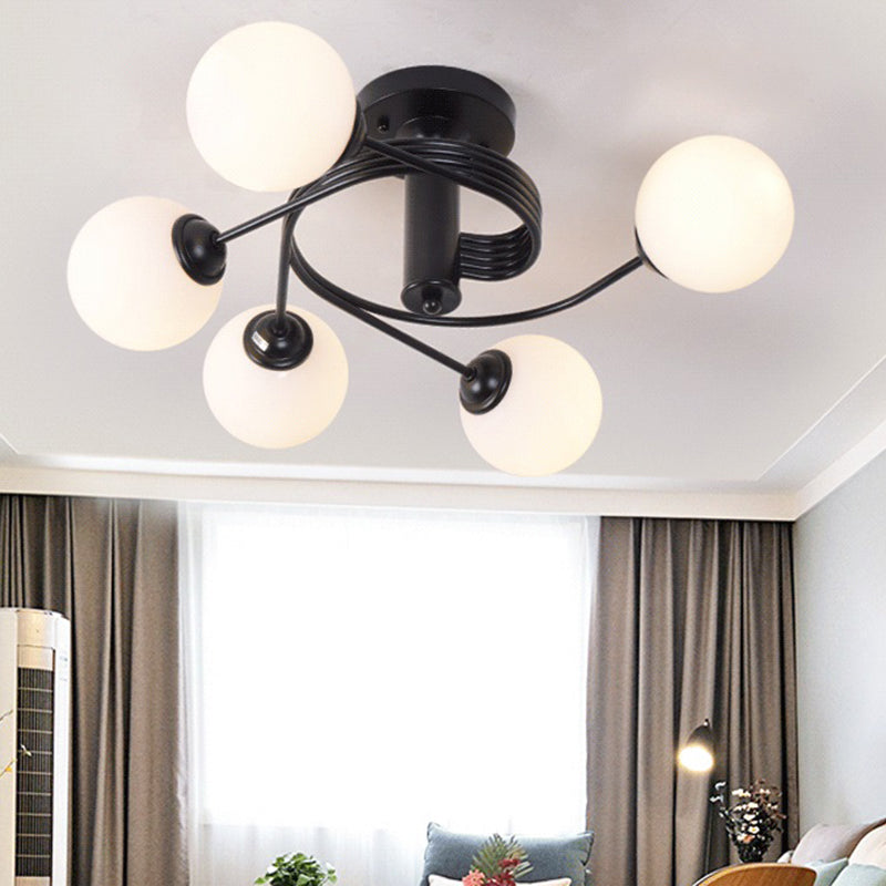 Contemporary Frosted White Glass Flush Mount Ceiling Light for Living Room