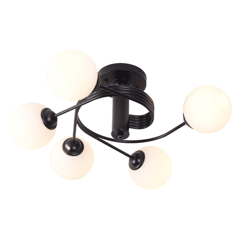 Contemporary Frosted White Glass Flush Mount Ceiling Light for Living Room