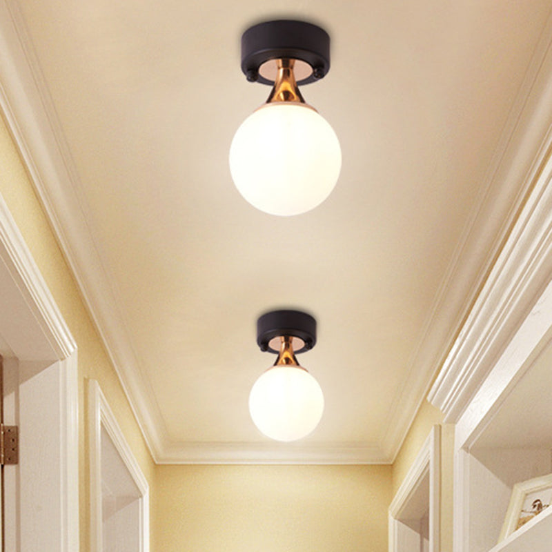 Contemporary Milk Glass Hallway Ceiling Light Fixture