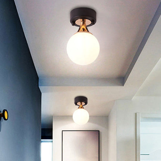 Contemporary Milk Glass Hallway Ceiling Light Fixture