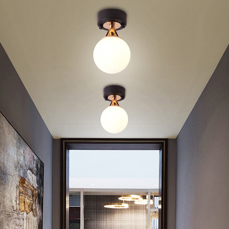 Contemporary Milk Glass Hallway Ceiling Light Fixture