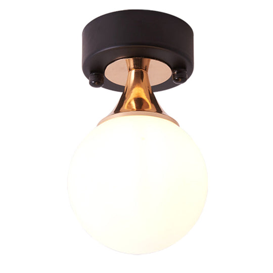 Contemporary Milk Glass Hallway Ceiling Light Fixture