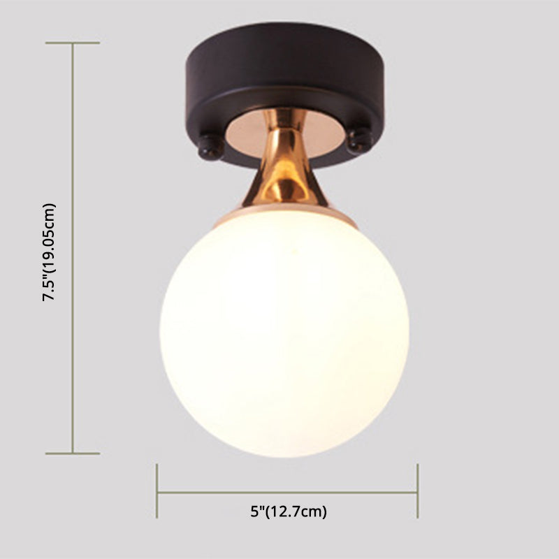 Contemporary Milk Glass Hallway Ceiling Light Fixture