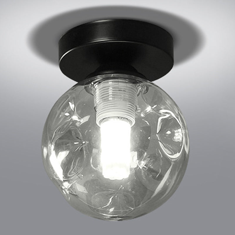 Modernist Glass Ceiling Flush Mount Light Fixture For Hallway Clear