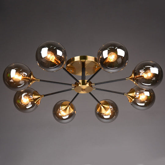 Contemporary Bedroom Sparkle: Stained Glass Sputnik Flush Mount Ceiling Chandelier