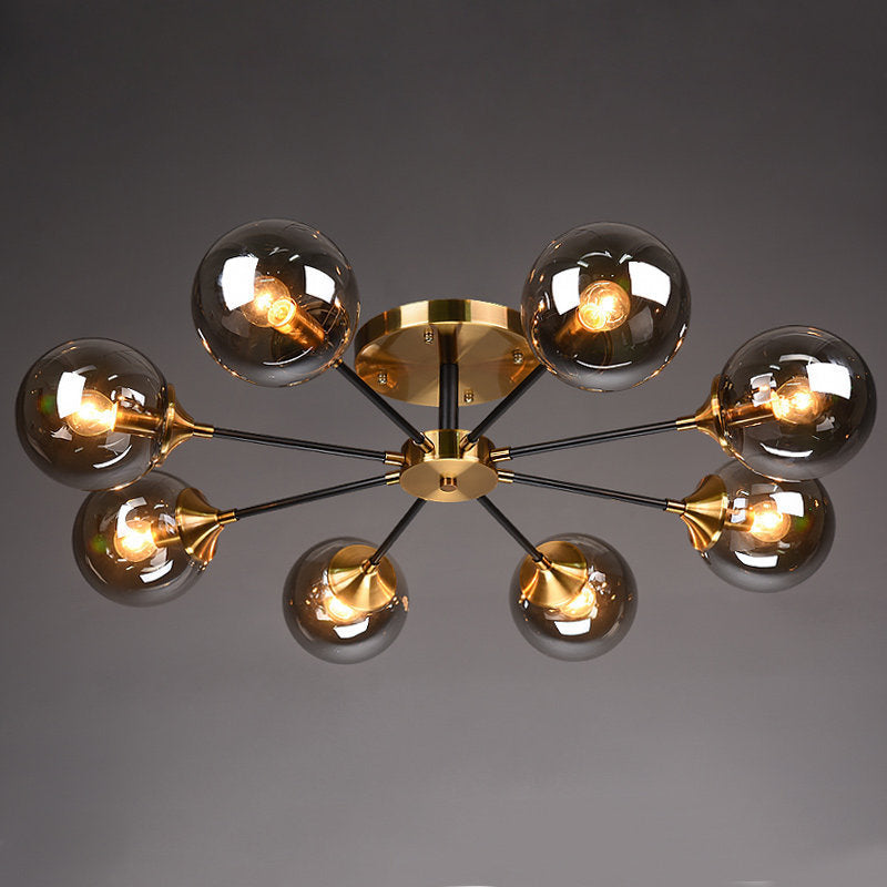 Ultra-Contemporary Sputnik Stained Glass Ceiling Light For Bedroom