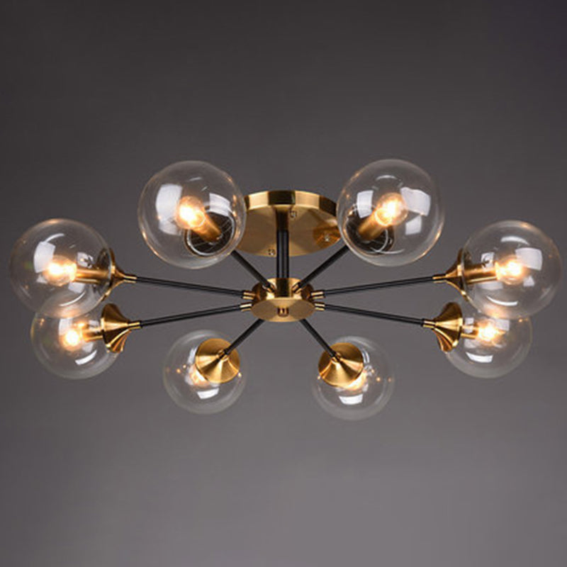 Contemporary Bedroom Sparkle: Stained Glass Sputnik Flush Mount Ceiling Chandelier