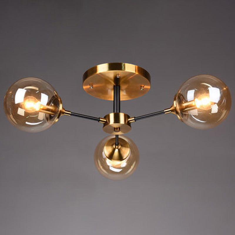 Ultra-Contemporary Sputnik Stained Glass Ceiling Light For Bedroom 3 / Amber