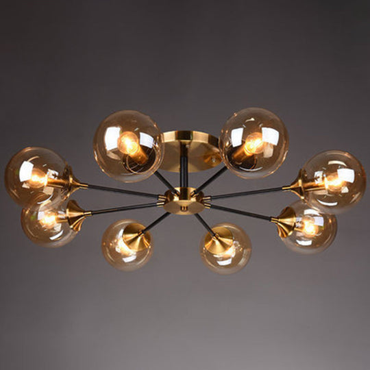 Contemporary Bedroom Sparkle: Stained Glass Sputnik Flush Mount Ceiling Chandelier