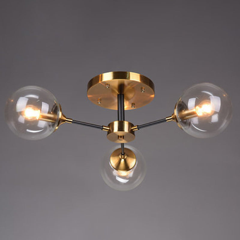 Ultra-Contemporary Sputnik Stained Glass Ceiling Light For Bedroom 3 / Clear