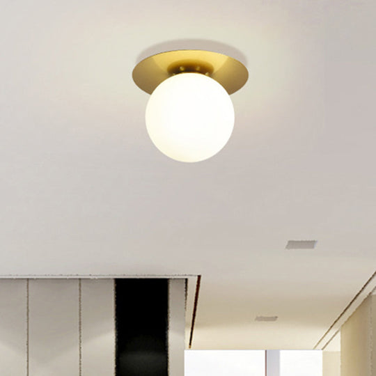 Contemporary Frosted Glass Sphere Semi Flush Chandelier: Stylish Ceiling Mount Light for Hallways