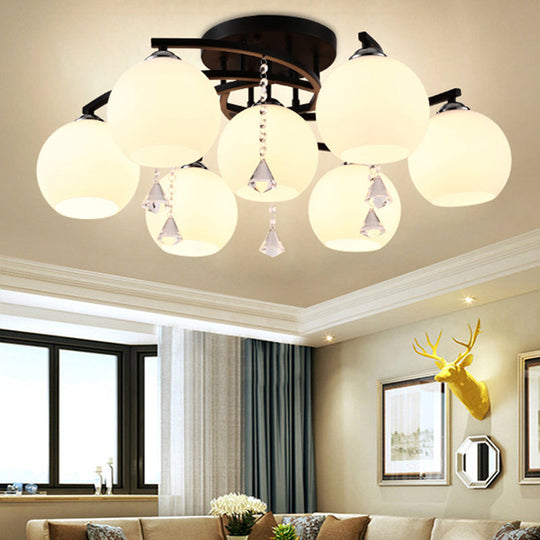 Modern Frosted Glass Round Flush Mount Ceiling Light for Living Room