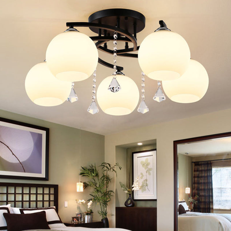 Modern Frosted Glass Round Flush Mount Ceiling Light for Living Room