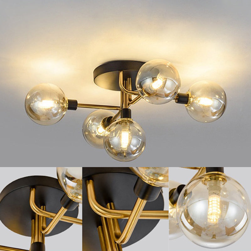 Contemporary Stained Glass Ceiling Light Fixtures for Bedroom - Bubble Semi Flush Mount Lighting