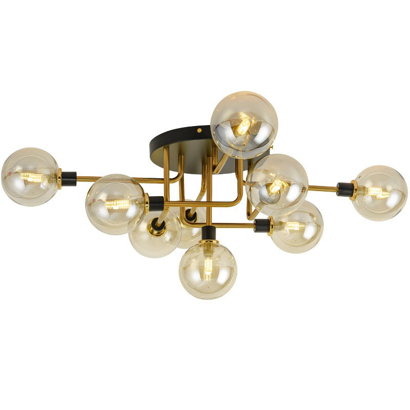 Contemporary Stained Glass Ceiling Light Fixtures For Bedroom - Bubble Semi Flush Mount Lighting