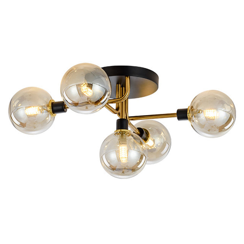 Contemporary Stained Glass Ceiling Light Fixtures For Bedroom - Bubble Semi Flush Mount Lighting 5 /