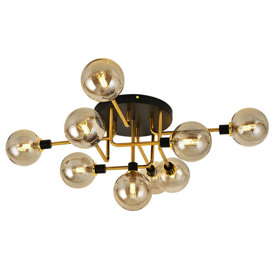 Contemporary Stained Glass Ceiling Light Fixtures for Bedroom - Bubble Semi Flush Mount Lighting