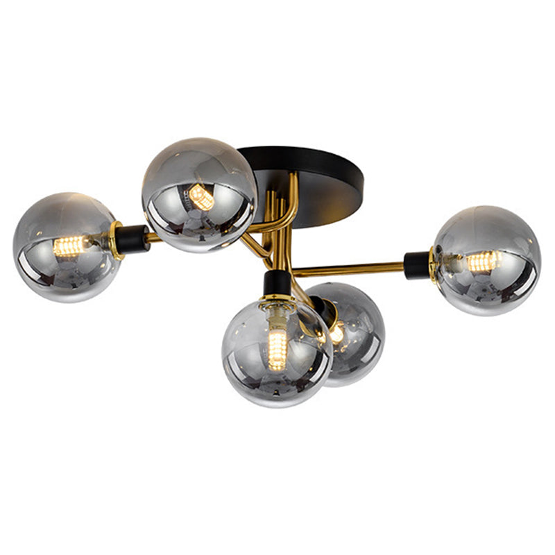 Contemporary Stained Glass Ceiling Light Fixtures for Bedroom - Bubble Semi Flush Mount Lighting