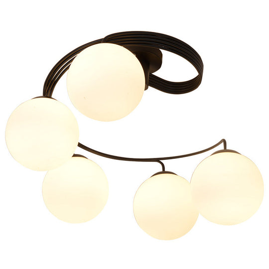 Modern Opal Glass Ceiling Mount Light Fixture for Bedroom - Ball Semi Flush Light Fixture