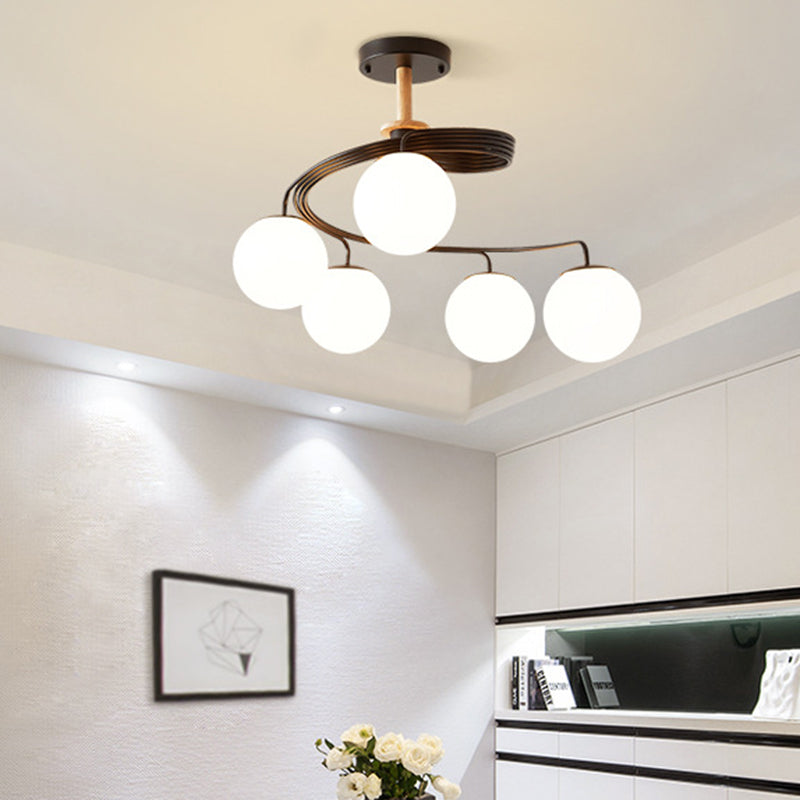 Ultra-Contemporary Milk Glass Semi Flush Mount Ceiling Light Fixture for Living Room