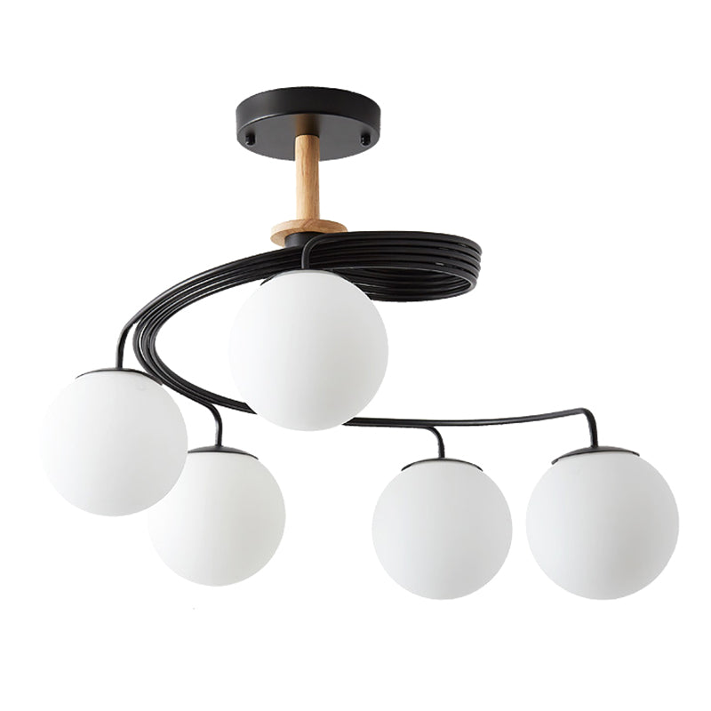 Ultra-Contemporary Milk Glass Semi Flush Mount Ceiling Light Fixture for Living Room