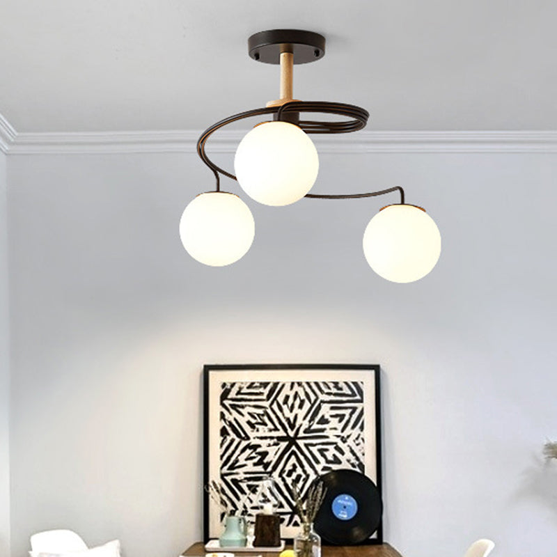 Sleek Globe Living Room Illumination: Ultra-Contemporary Milk Glass Semi-Flush Ceiling Light