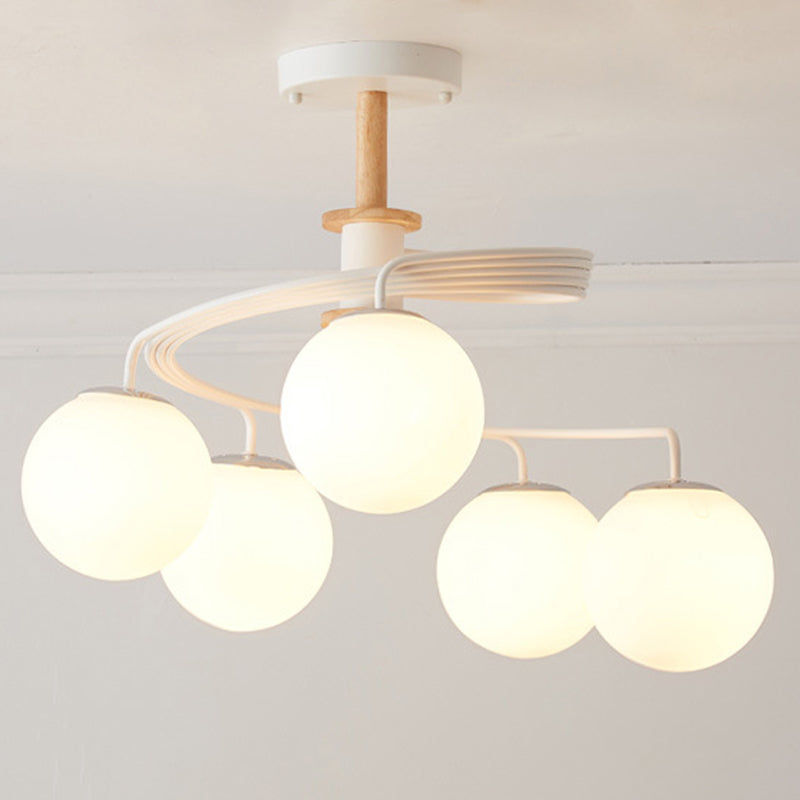 Sleek Globe Living Room Illumination: Ultra-Contemporary Milk Glass Semi-Flush Ceiling Light