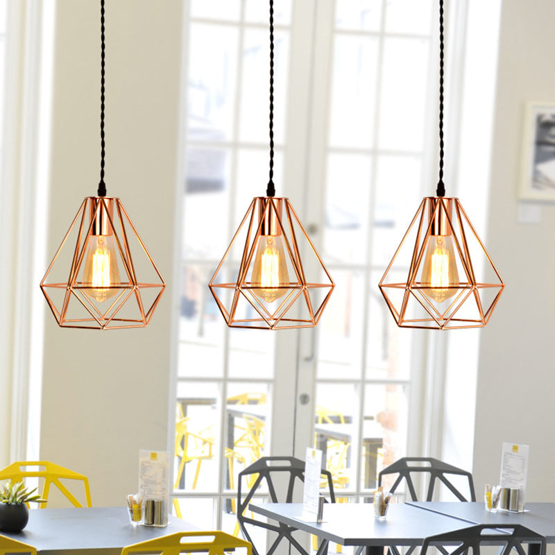 Rose Gold Iron Cluster Pendant Light For Restaurants - Post-Modern And Elegant