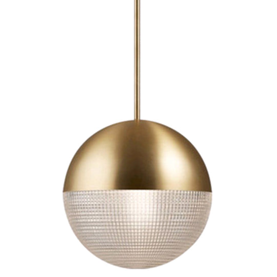 1-Light Metal Pendant Lamp with Mid-Century Modern Spherical Prismatic Glass