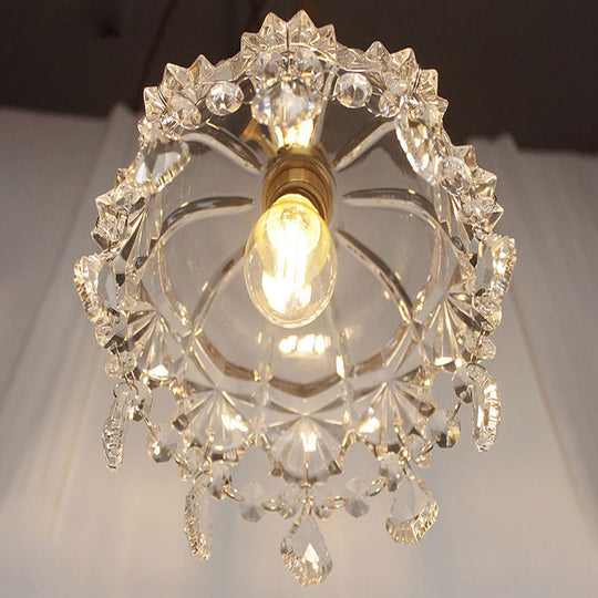 Sophia - Vintage Flower Shape Shade Ceiling Pendant Lamp with Crystal Pendant